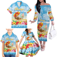 Personalised Hawaii Funny Thanksgiving Family Matching Off The Shoulder Long Sleeve Dress and Hawaiian Shirt Thankful From The Beach LT05 - Polynesian Pride