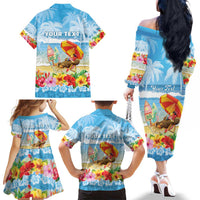 Personalised Hawaii Funny Thanksgiving Family Matching Off The Shoulder Long Sleeve Dress and Hawaiian Shirt Thankful From The Beach LT05 - Polynesian Pride
