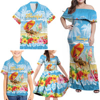 Personalised Hawaii Funny Thanksgiving Family Matching Off Shoulder Maxi Dress and Hawaiian Shirt Thankful From The Beach LT05 - Polynesian Pride