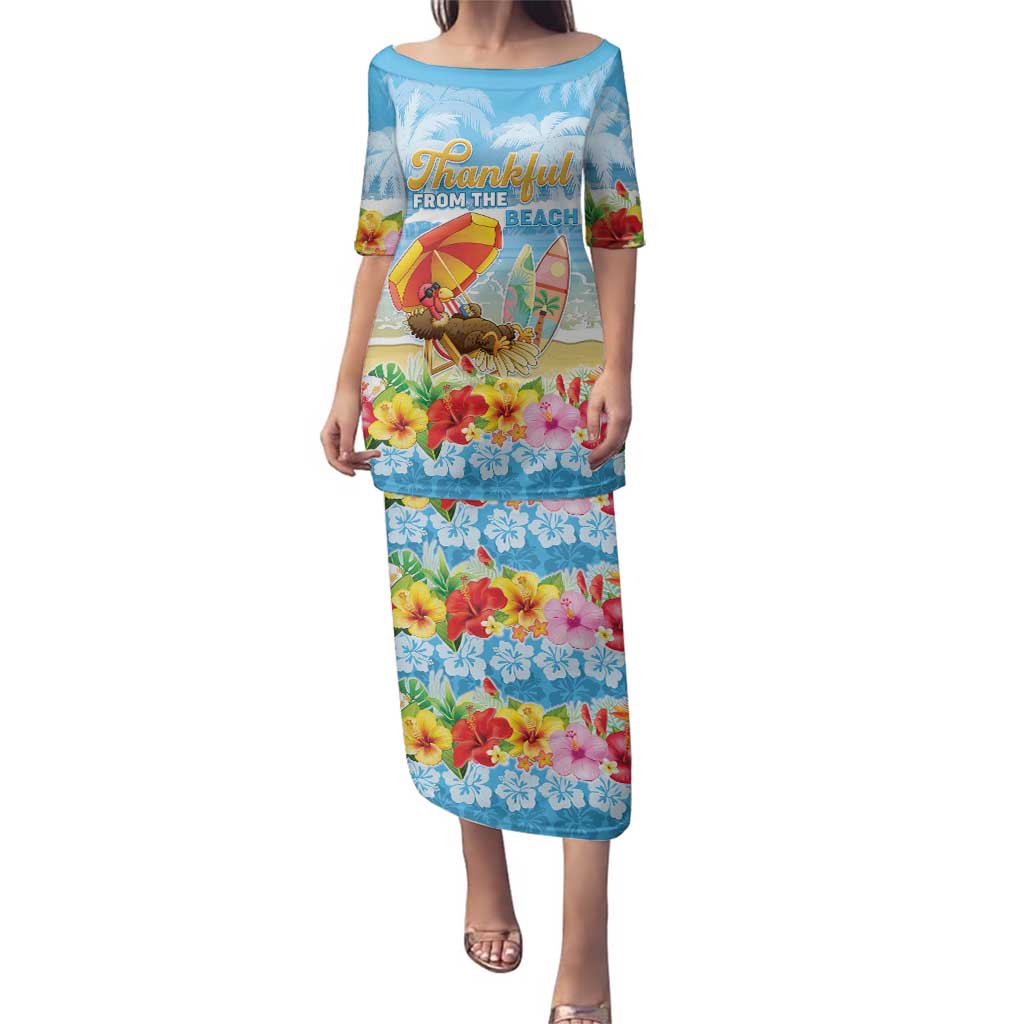 Personalised Hawaii Funny Thanksgiving Family Matching Puletasi and Hawaiian Shirt Thankful From The Beach