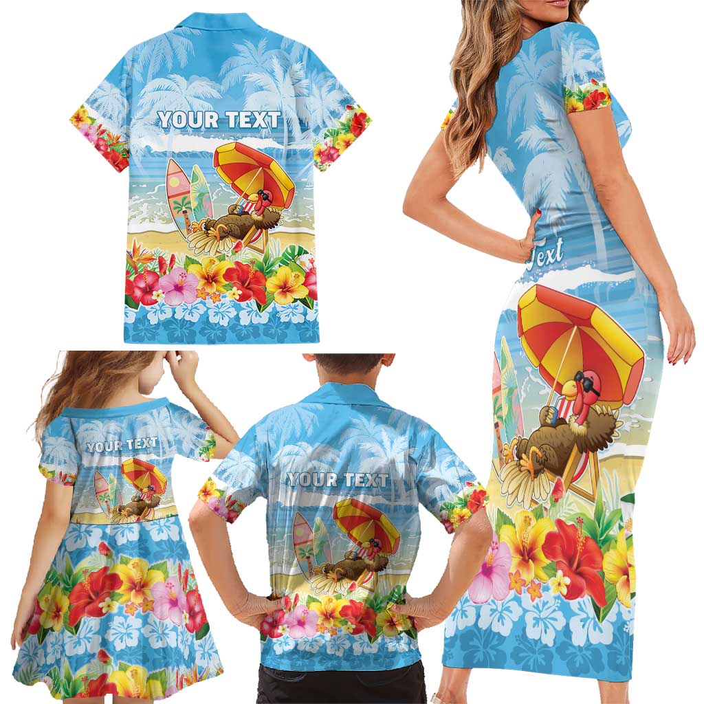 Personalised Hawaii Funny Thanksgiving Family Matching Short Sleeve Bodycon Dress and Hawaiian Shirt Thankful From The Beach LT05 - Polynesian Pride