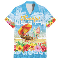 Personalised Hawaii Funny Thanksgiving Family Matching Tank Maxi Dress and Hawaiian Shirt Thankful From The Beach LT05 Dad's Shirt - Short Sleeve Blue - Polynesian Pride