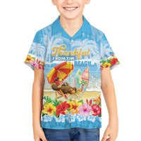 Personalised Hawaii Funny Thanksgiving Kid Hawaiian Shirt Thankful From The Beach