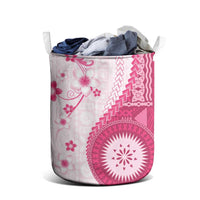 Bula Fiji Laundry Basket Pink Plumeria Masi Tapa Pattern - Polynesian Pride
