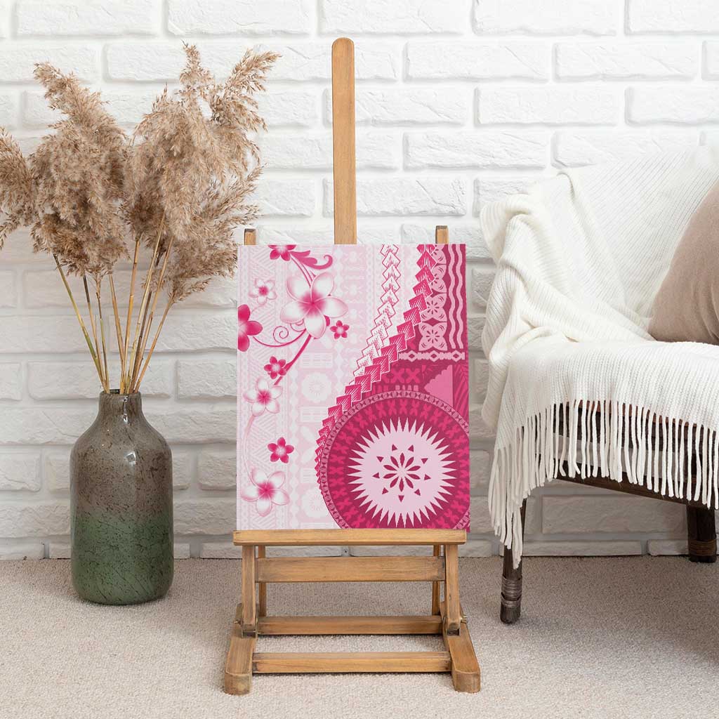 Bula Fiji Canvas Wall Art Pink Plumeria Masi Tapa Pattern - Polynesian Pride