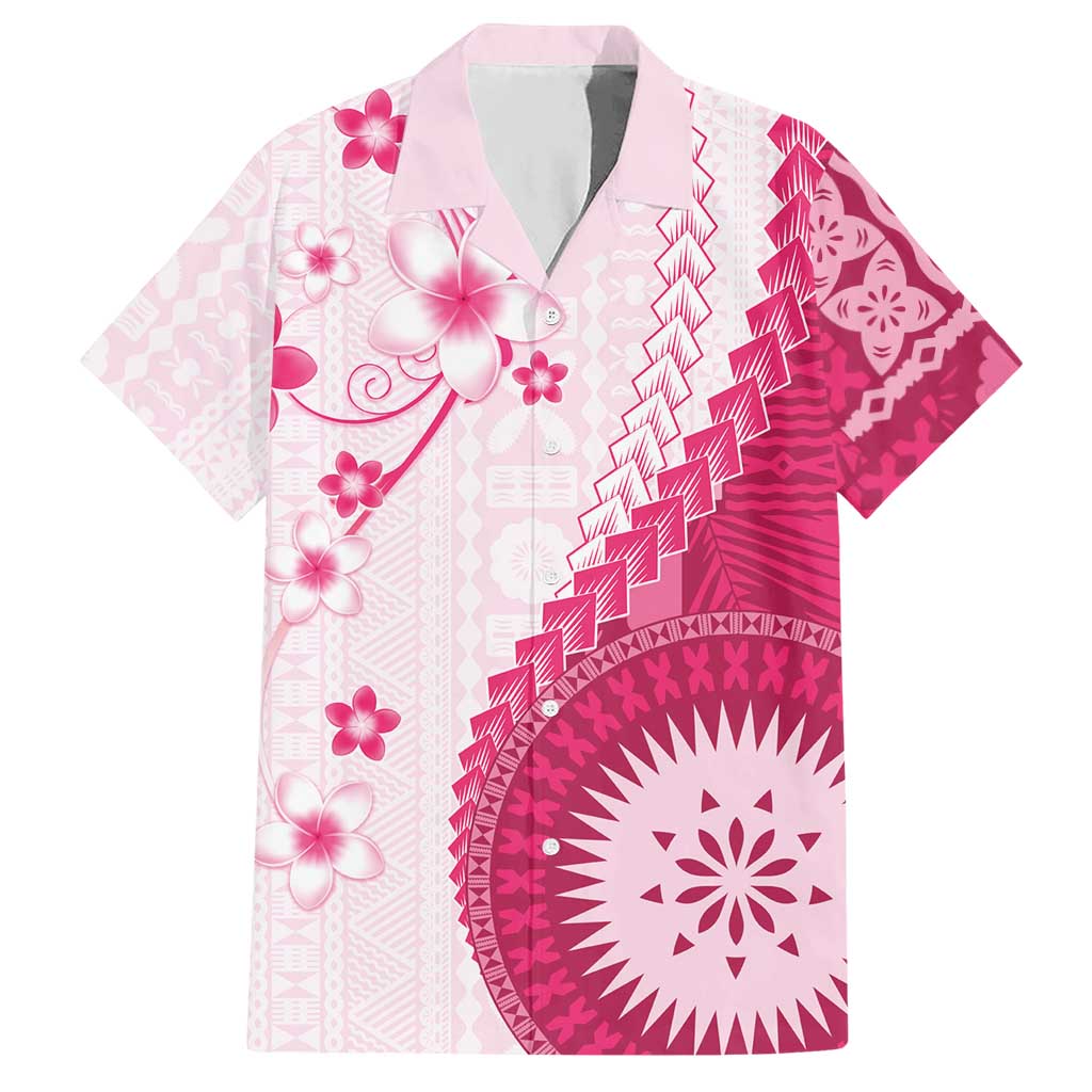 Bula Fiji Hawaiian Shirt Pink Plumeria Masi Tapa Pattern - Polynesian Pride