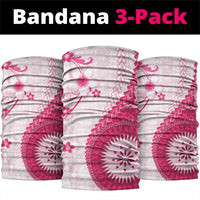 Bula Fiji Neck Gaiter Pink Plumeria Masi Tapa Pattern - Polynesian Pride