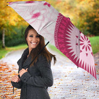 Bula Fiji Umbrella Pink Plumeria Masi Tapa Pattern - Polynesian Pride