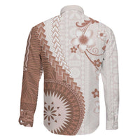 Bula Fiji Family Matching Tank Maxi Dress and Hawaiian Shirt Brown Plumeria Masi Tapa Pattern LT05 - Polynesian Pride