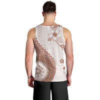 Bula Fiji Men Tank Top Brown Plumeria Masi Tapa Pattern - Polynesian Pride
