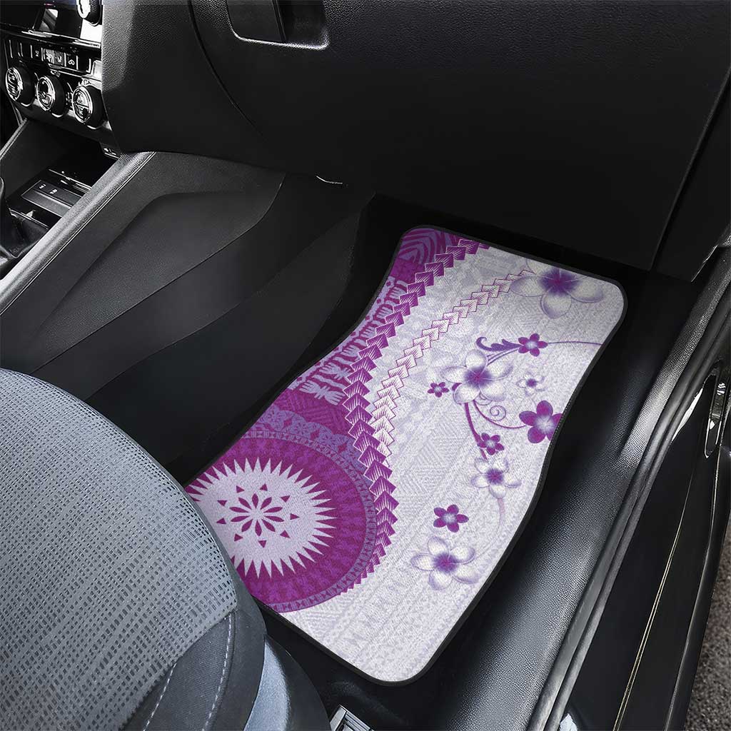 Bula Fiji Car Mats Violet Plumeria Masi Tapa Pattern - Polynesian Pride