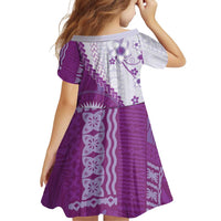 Bula Fiji Family Matching Mermaid Dress and Hawaiian Shirt Violet Plumeria Masi Tapa Pattern LT05 - Polynesian Pride