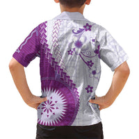 Bula Fiji Hawaiian Shirt Violet Plumeria Masi Tapa Pattern - Polynesian Pride