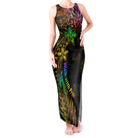 Personalised New Zealand Wellington Pride Tank Maxi Dress Rainbow Silver Fern Paua Shell LT05 Women Black - Polynesian Pride