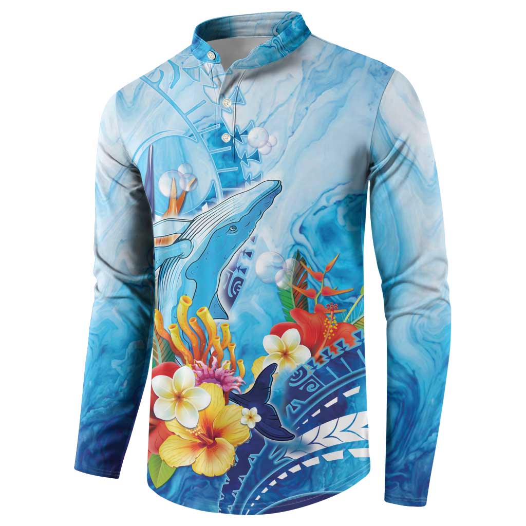 Polynesia Humpback Whale Button Sweatshirt Ocean Style
