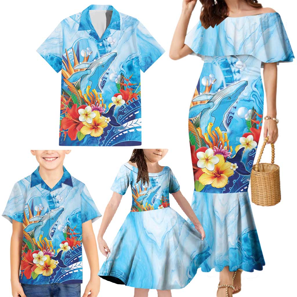 Polynesia Humpback Whale Family Matching Mermaid Dress and Hawaiian Shirt Ocean Style LT05 - Polynesian Pride