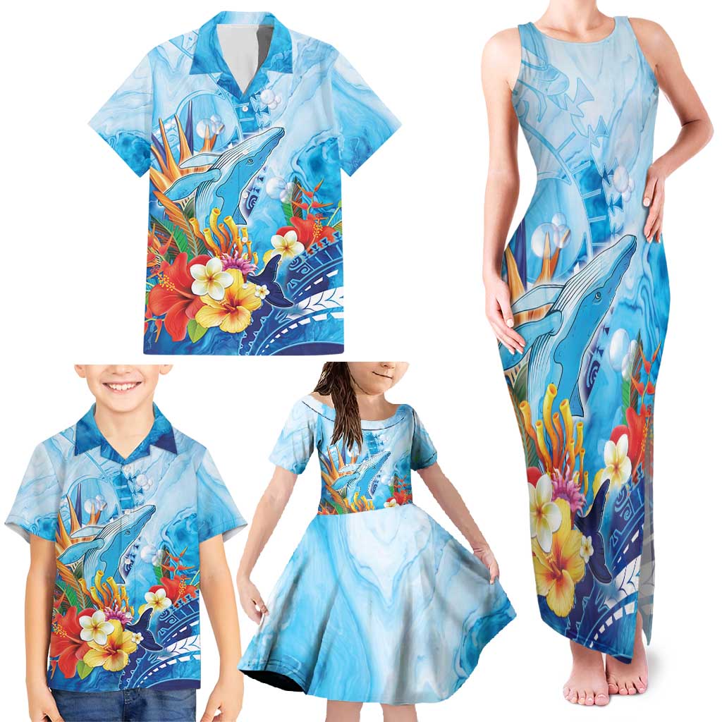 Polynesia Humpback Whale Family Matching Tank Maxi Dress and Hawaiian Shirt Ocean Style LT05 - Polynesian Pride