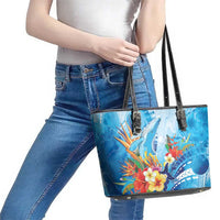 Polynesia Humpback Whale Leather Tote Bag Ocean Style