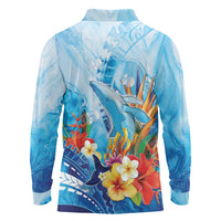 Polynesia Humpback Whale Long Sleeve Polo Shirt Ocean Style