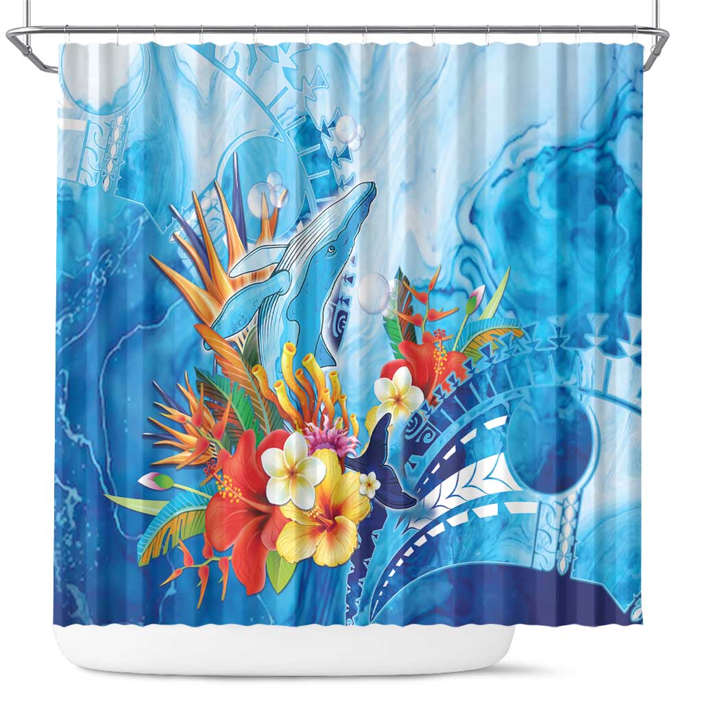 Polynesia Humpback Whale Shower Curtain Ocean Style LT05 Blue - Polynesian Pride