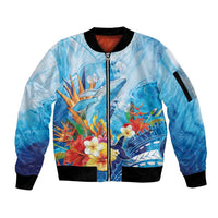 Polynesia Humpback Whale Sleeve Zip Bomber Jacket Ocean Style