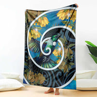New Zealand Tui Bird Blanket Maori Koru With Kowhai Flowers LT05 - Polynesian Pride