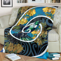 New Zealand Tui Bird Blanket Maori Koru With Kowhai Flowers LT05 - Polynesian Pride
