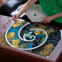 New Zealand Tui Bird Puzzle Maori Koru With Kowhai Flowers