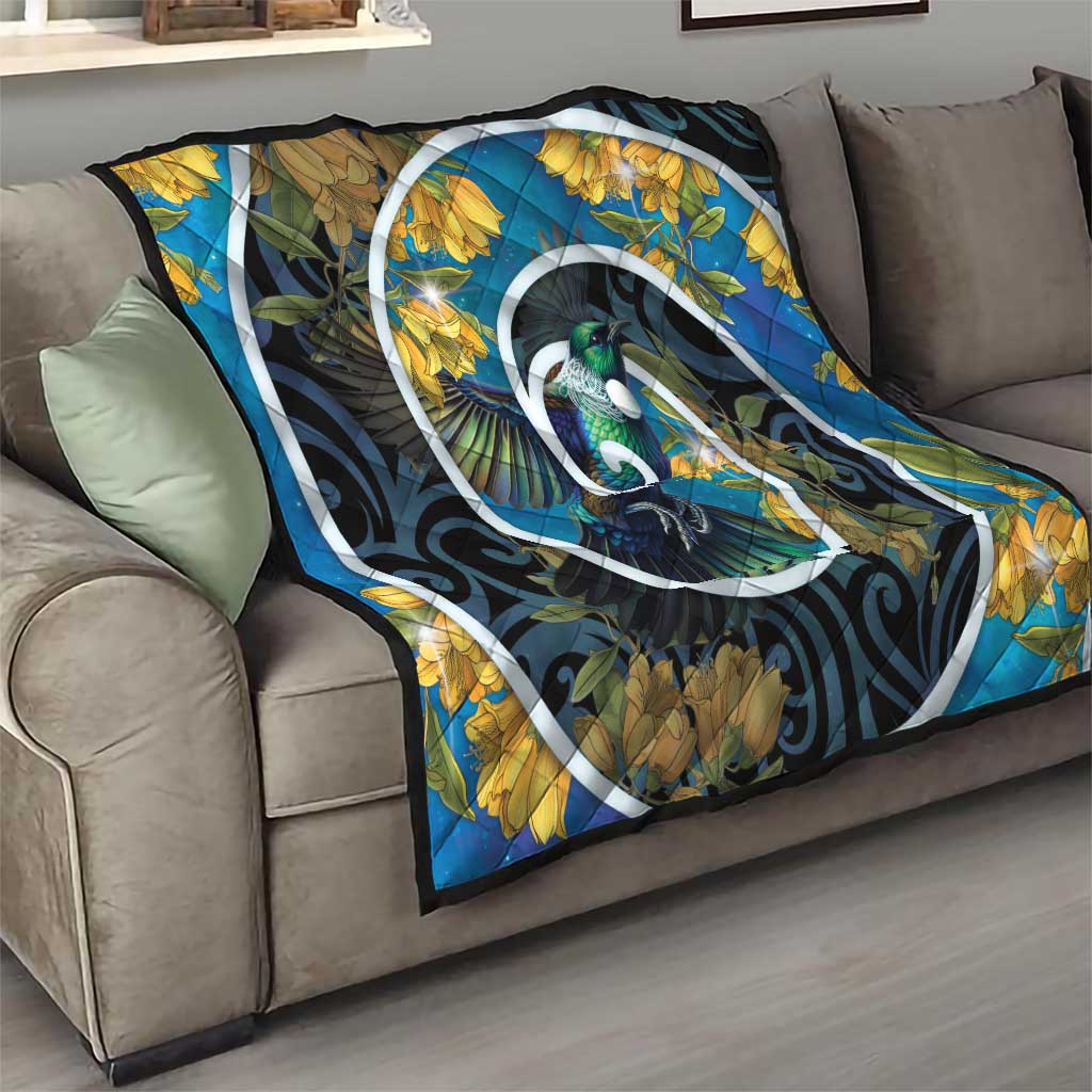 New Zealand Tui Bird Quilt Maori Koru With Kowhai Flowers