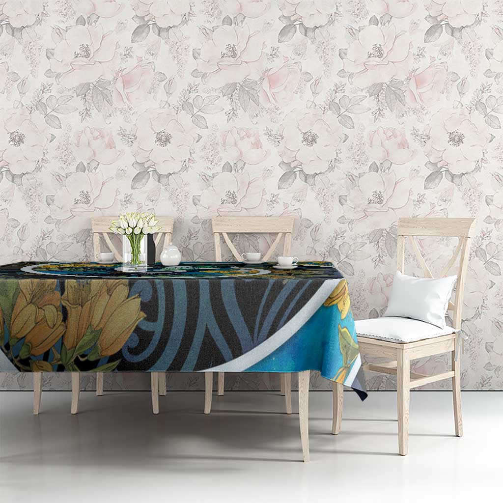 New Zealand Tui Bird Tablecloth Maori Koru With Kowhai Flowers