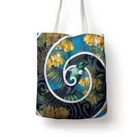 New Zealand Tui Bird Tote Bag Maori Koru With Kowhai Flowers