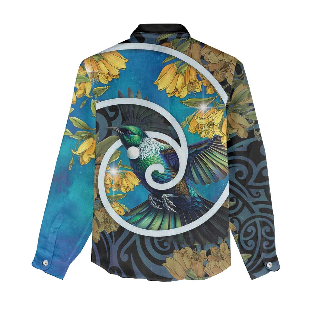 New Zealand Tui Bird Women Casual Shirt Maori Koru With Kowhai Flowers LT05 - Polynesian Pride