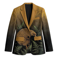 New Zealand Kiwi Bird Blazer Silver Fern Mix Maori Pattern LT05 Unisex Brown - Polynesian Pride