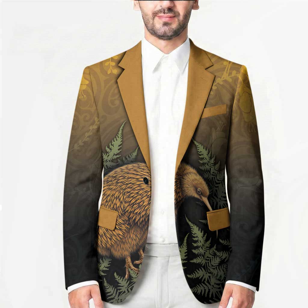 New Zealand Kiwi Bird Blazer Silver Fern Mix Maori Pattern LT05 - Polynesian Pride
