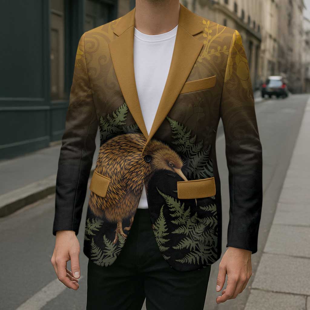 New Zealand Kiwi Bird Blazer Silver Fern Mix Maori Pattern LT05 - Polynesian Pride