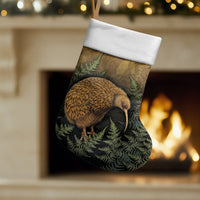 New Zealand Kiwi Bird Christmas Stocking Silver Fern Mix Maori Pattern LT05 Set of 2 Brown - Polynesian Pride