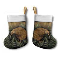 New Zealand Kiwi Bird Christmas Stocking Silver Fern Mix Maori Pattern LT05 - Polynesian Pride