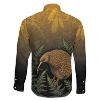 New Zealand Kiwi Bird Family Matching Long Sleeve Bodycon Dress and Hawaiian Shirt Silver Fern Mix Maori Pattern LT05 - Polynesian Pride