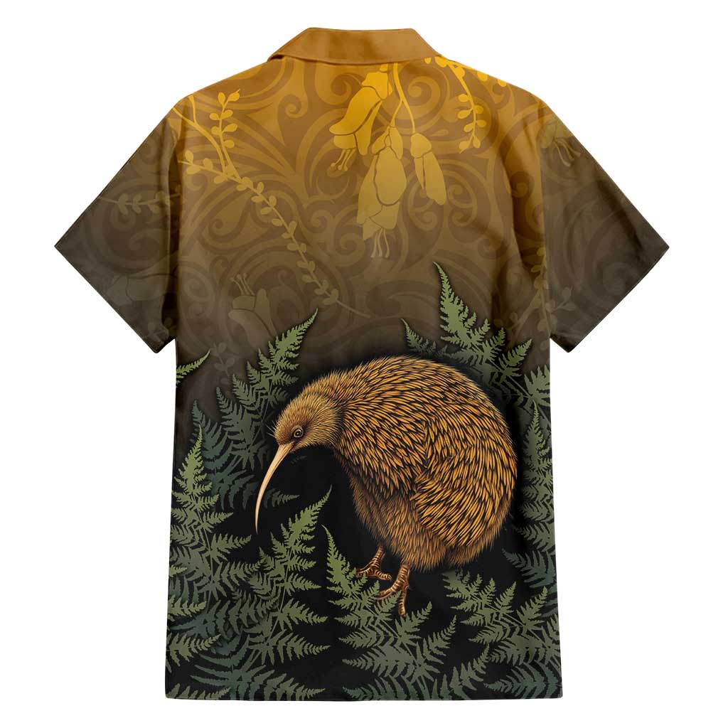 New Zealand Kiwi Bird Family Matching Off The Shoulder Long Sleeve Dress and Hawaiian Shirt Silver Fern Mix Maori Pattern LT05 - Polynesian Pride