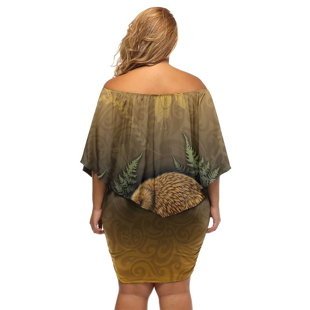 New Zealand Kiwi Bird Family Matching Off Shoulder Short Dress and Hawaiian Shirt Silver Fern Mix Maori Pattern LT05 - Polynesian Pride