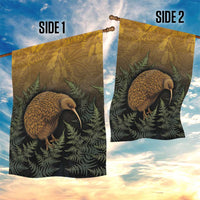 New Zealand Kiwi Bird Garden Flag Silver Fern Mix Maori Pattern