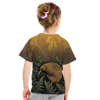 New Zealand Kiwi Bird Kid T Shirt Silver Fern Mix Maori Pattern LT05 - Polynesian Pride