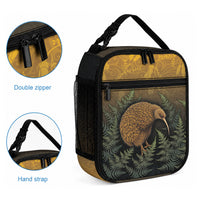 New Zealand Kiwi Bird Lunch Bag Silver Fern Mix Maori Pattern