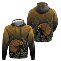 New Zealand Kiwi Bird Zip Hoodie Silver Fern Mix Maori Pattern