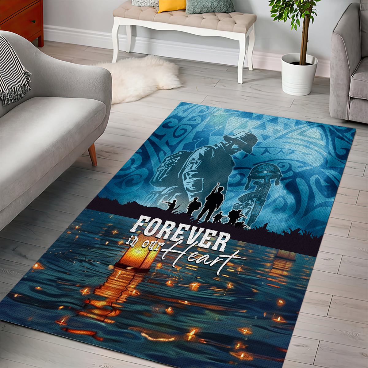Hawaii Memorial Day Lantern Floating Area Rug Always In Our Hearts