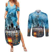 Hawaii Memorial Day Lantern Floating Couples Matching Summer Maxi Dress and Long Sleeve Button Shirt Always In Our Hearts