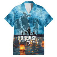 Hawaii Memorial Day Lantern Floating Family Matching Off Shoulder Maxi Dress and Hawaiian Shirt Always In Our Hearts LT05 Dad's Shirt - Short Sleeve Blue - Polynesian Pride