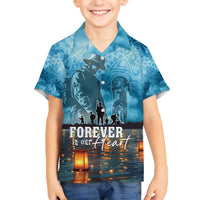 Hawaii Memorial Day Lantern Floating Family Matching Short Sleeve Bodycon Dress and Hawaiian Shirt Always In Our Hearts LT05 Son's Shirt Blue - Polynesian Pride