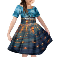 Hawaii Memorial Day Lantern Floating Family Matching Tank Maxi Dress and Hawaiian Shirt Always In Our Hearts LT05 Daughter's Dress Blue - Polynesian Pride