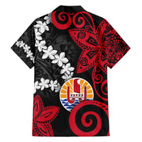 Tahiti Heiva Festival Family Matching Off Shoulder Short Dress and Hawaiian Shirt Floral Pattern With Coat Of Arms LT05 - Polynesian Pride